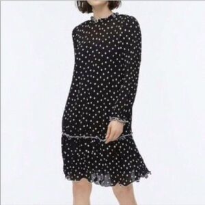 J. Crew Black and White Dotted Midi Dress